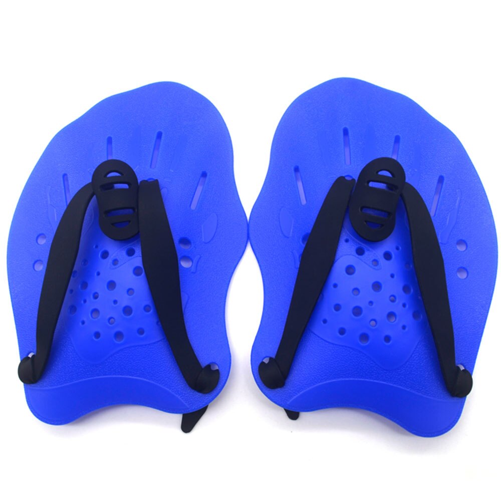 1 paar zwempeddels, training, verstelbare handgeweven handschoenen, padelvinnen en flippers: Blauw