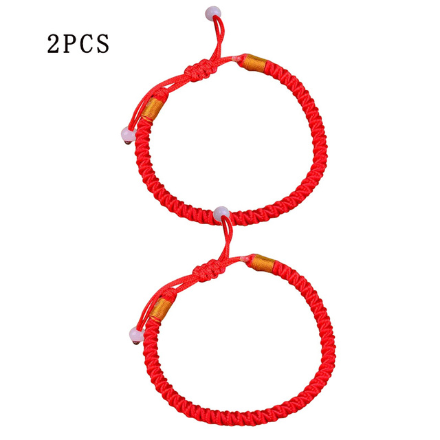 4 pçs 7 nós pulseira de corda vermelha para o casal mal olho pulseira proteção boa sorte amuleto para o sucesso artesanal amizade presente: Red String Bracelet