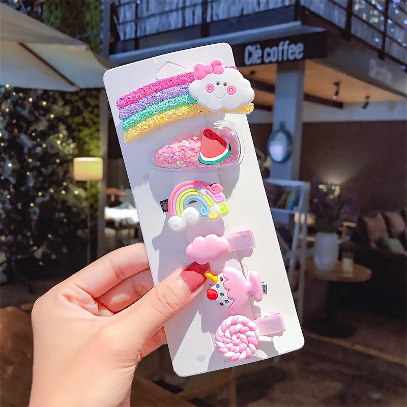 6 stuks/set meisjes schattige kleurrijke cartoon haarspelden kinderen zoete haarspeldjes haarspeldjes hoofdband kinderhaaraccessoires: D