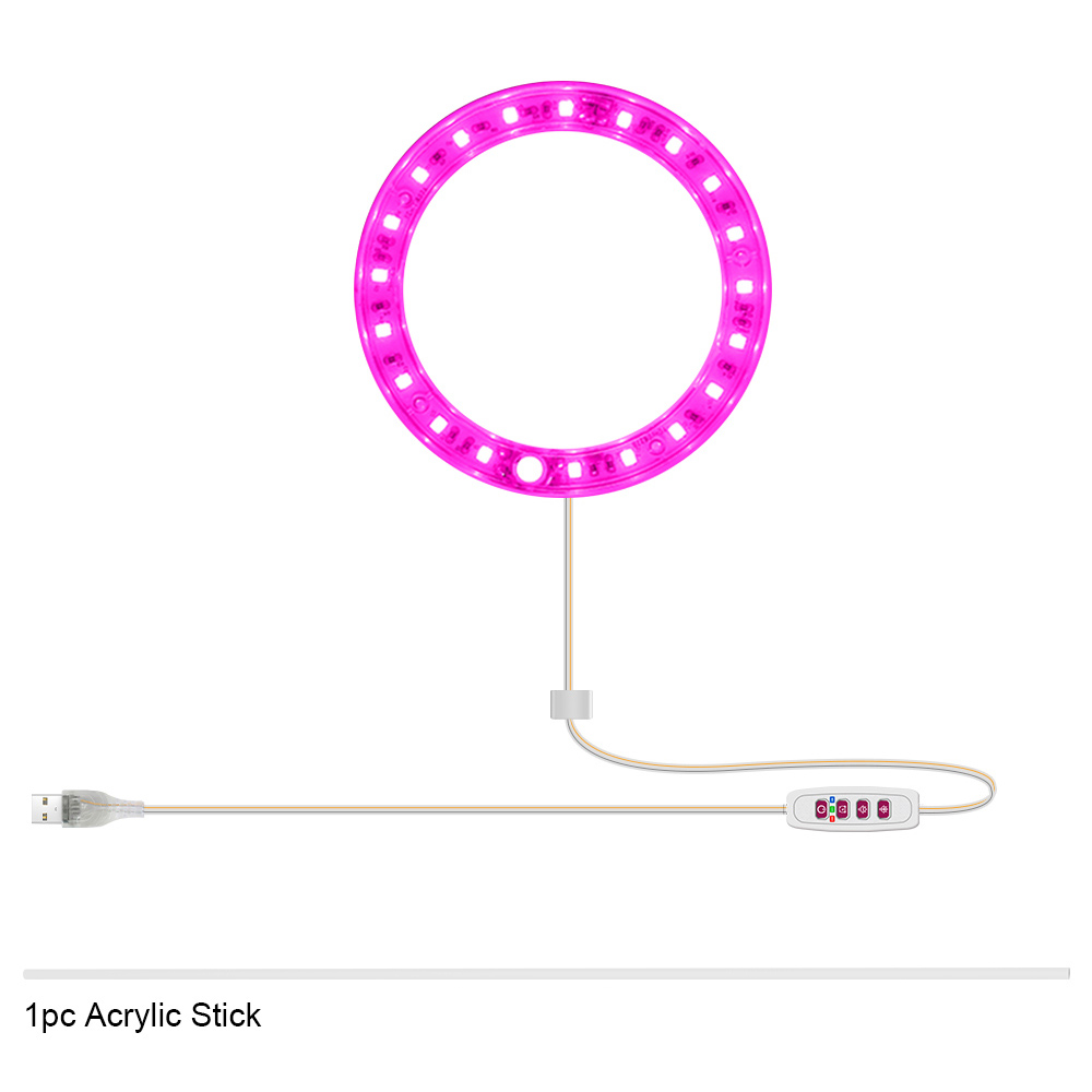 5V LED Grow Light 8/12/16H Timer USB Phyto Lamp Three Angel Ring Full Spectrum Phyto Lamp for Indoor Plants Flowers Growth Light: Pink 1 Ring