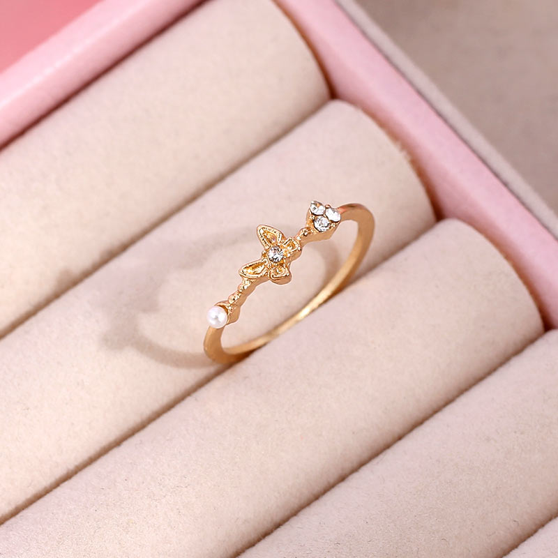 Shiny Crystal Fruit Vlinder Ringen Voor Vrouwen Meisjes Multicolor Cherry Aardbei Druif Ring Sieraden: 006402GD