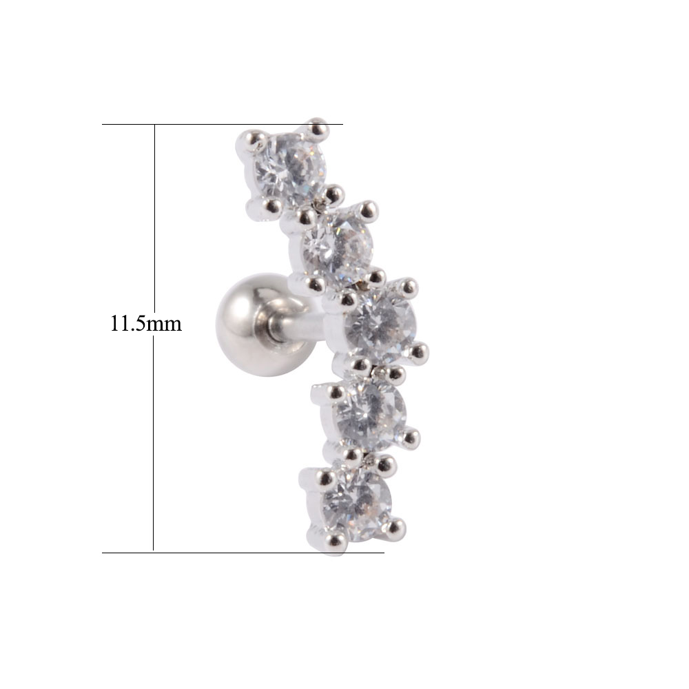 1PC Star Zircon Ear Studs Cute Ear Cartilage Helix Lobe Conch Piercing Earring For Women Jewelry 20G: Style 12-Silver