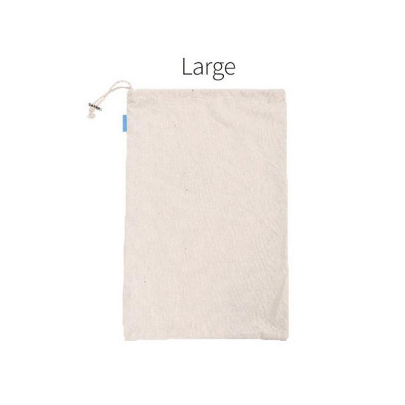 Reusable Bulk Bin Cotton Drawstring Bag Metal Buckle Multi-Purpose Fruit Vegetable Rice Bread Shopping Bag