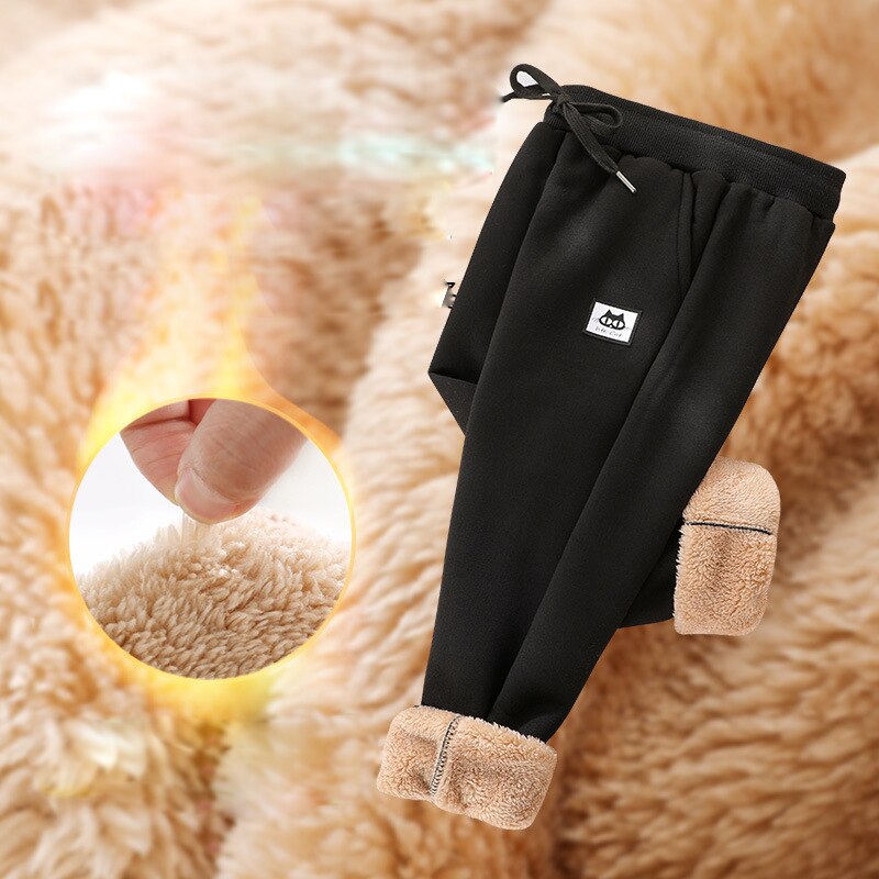 -30 Temperatuur Winter Warme Dikke Broek Voor Jongens Meisjes Plus Dik Fluwelen Broek Kinderen Kleding 2-10 Jaar broek: Black / 10