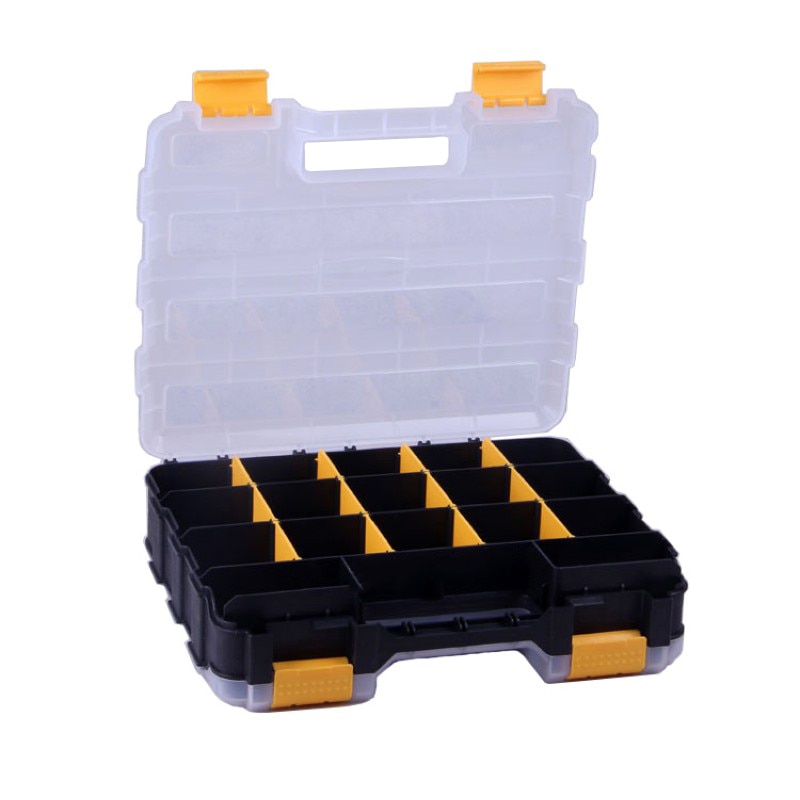 12 inch toolbox double-sided open plastic portable parts toolbox classification component box 320x270x80mm