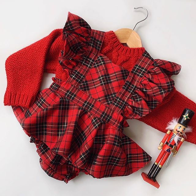 Noël 0-24 mois bébé filles garçons barboteuses + bandeau 2 pièces costume Plaid imprimé volants manches courtes dos nu combinaisons de noël