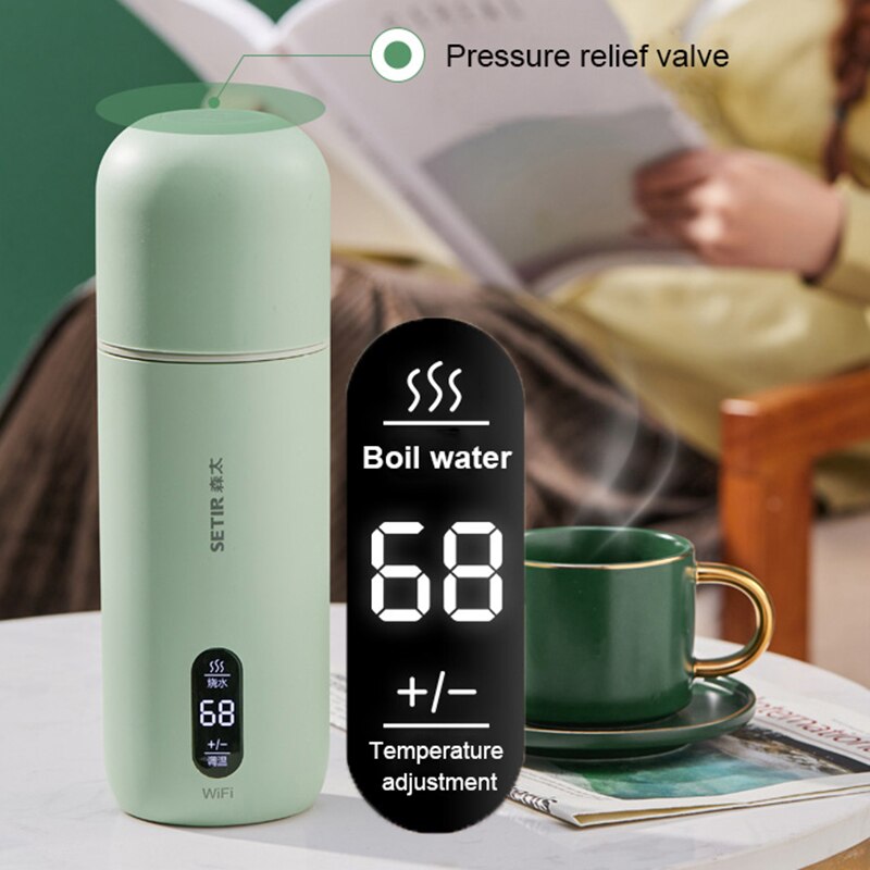 220V przenośne elektryczne czajnik podgrzewany kubek 350ML regulacja temperatury butelki wody inteligentny czajnik wodny kubek termiczny o niskiej mocy