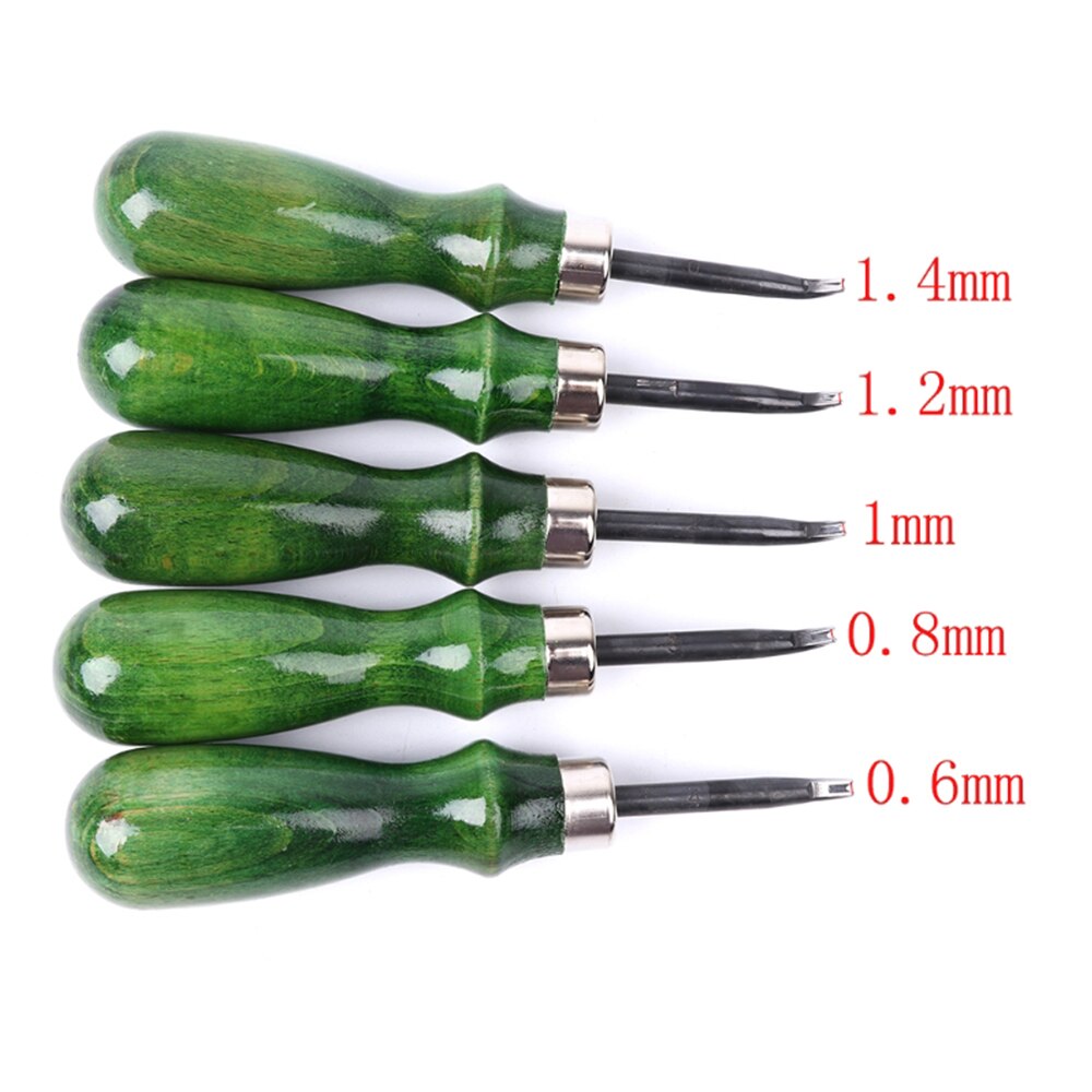 WUTA Lot De 3 Biseauteuses Bord Cuir – 0,8 Mm + 1,0 Mm + 1,2 Mm – Acier Carbone Trempé + Manche Bois – Outil Pro Travail Cuir