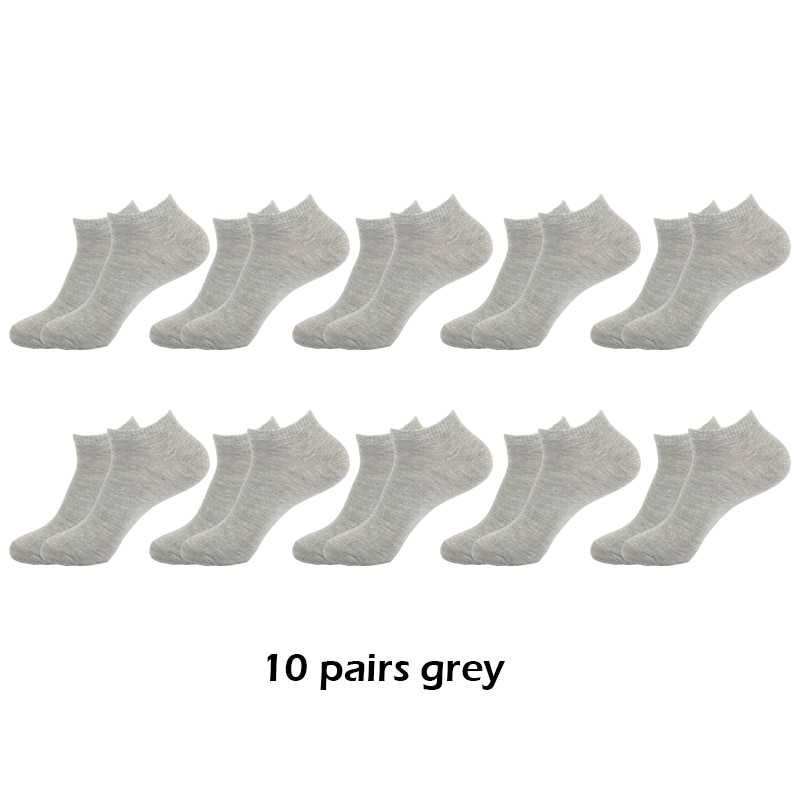 10 pairs/Lot Men Ankle Socks Breathable Comfortable Cotton White Grey Black Solid Boat Sock for Male Price: 6