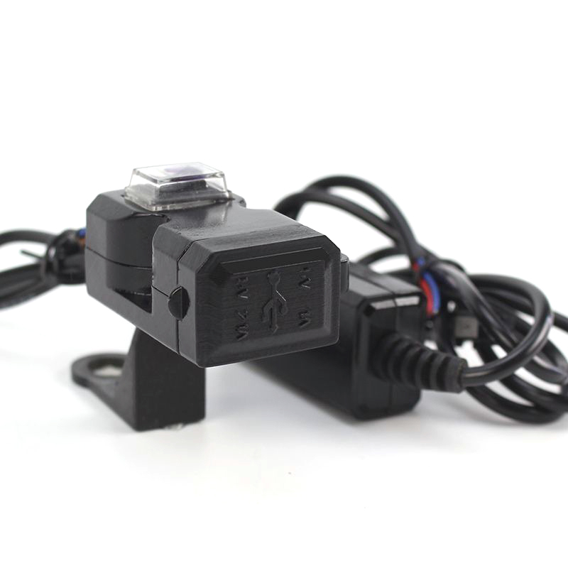 Waterproof Dual 2 USB 12V Motorcycle Handlebar Charger Socket with Switch &amp; Mount Motorcycle Electronics Accessories Charger: Default Title