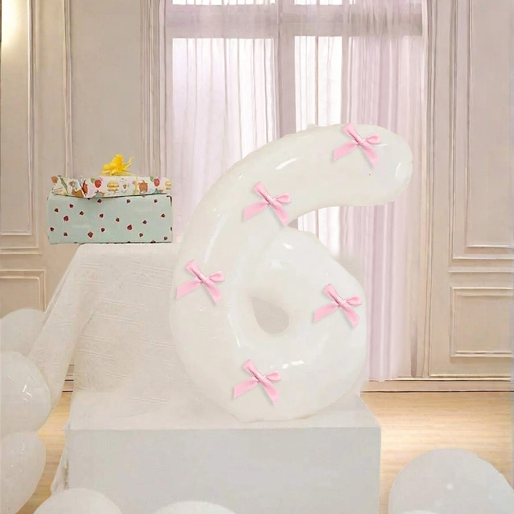 40 inch roze strik decor witte nummer ballonnen, 0-9 witte nummer ballonnen met roze strik decor, geschikt voor verjaardagsfeestje, jubileum: camouflage