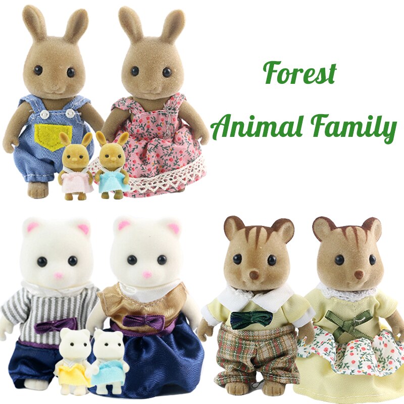 1/12 Forest Animal Family Wing Christmas House Ice Cream Bread Flower Fruit Shop Bunny Dollhouse Girl Play House Toy: 10PCS