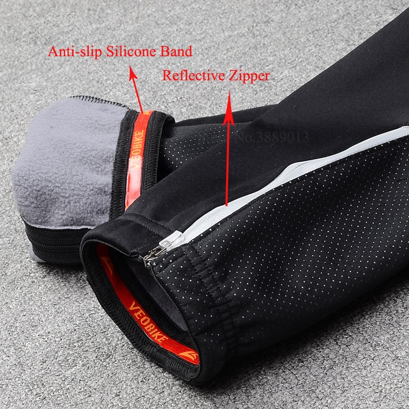 Vinter termisk fleece herre cykelbukser lange 5d polstrede vandtætte mtb cykelshorts reflekterende cykelbukser kompressionstights