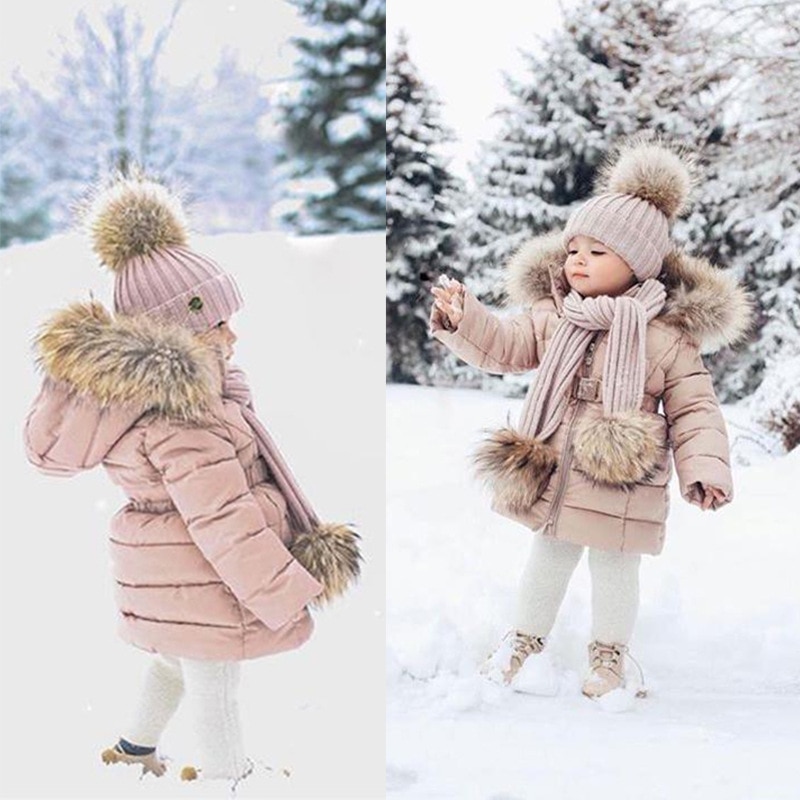 coréenne nouveaux enfants épaississement Plus vestes filles manteau hiver bébé garçons filles coton à capuche manteau grand col de fourrure