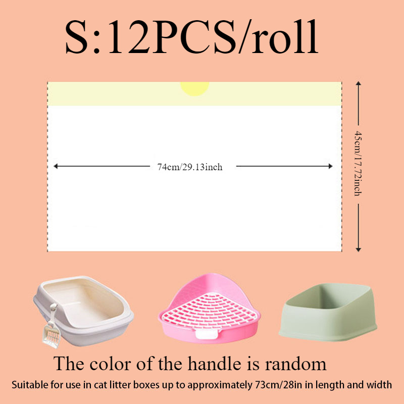 1/2/3Rolls Disposable Cat Litter Bags Disposable Pet Waste Bag with Drawstring Quick Clean Portable Cat Litter Box Liners Bags: L / Dark Brown