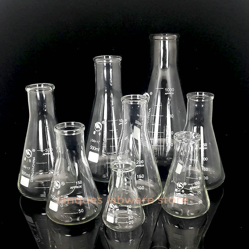 50ml to 1000ml Erlenmeyer Borosilicate Glass Flask Wide Neck Flask Conical Triangular Flask Laboratory Chemical Equipment,