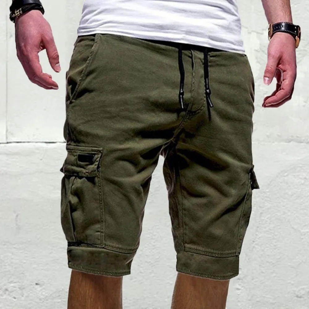1 pc calças casuais esportes verão shorts masculinos macacão multi-bolso calças de praia ropa para hombre curto masculino curto