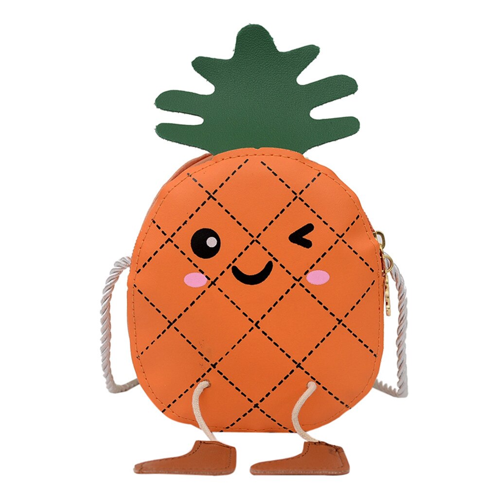 Trendy Kids Kinderen Meisjes Leuke Cartoon Pakket Portemonnees Vrouwelijke Ananas Vorm Keten Handige Portemonnees Messenger Bag: Oranje