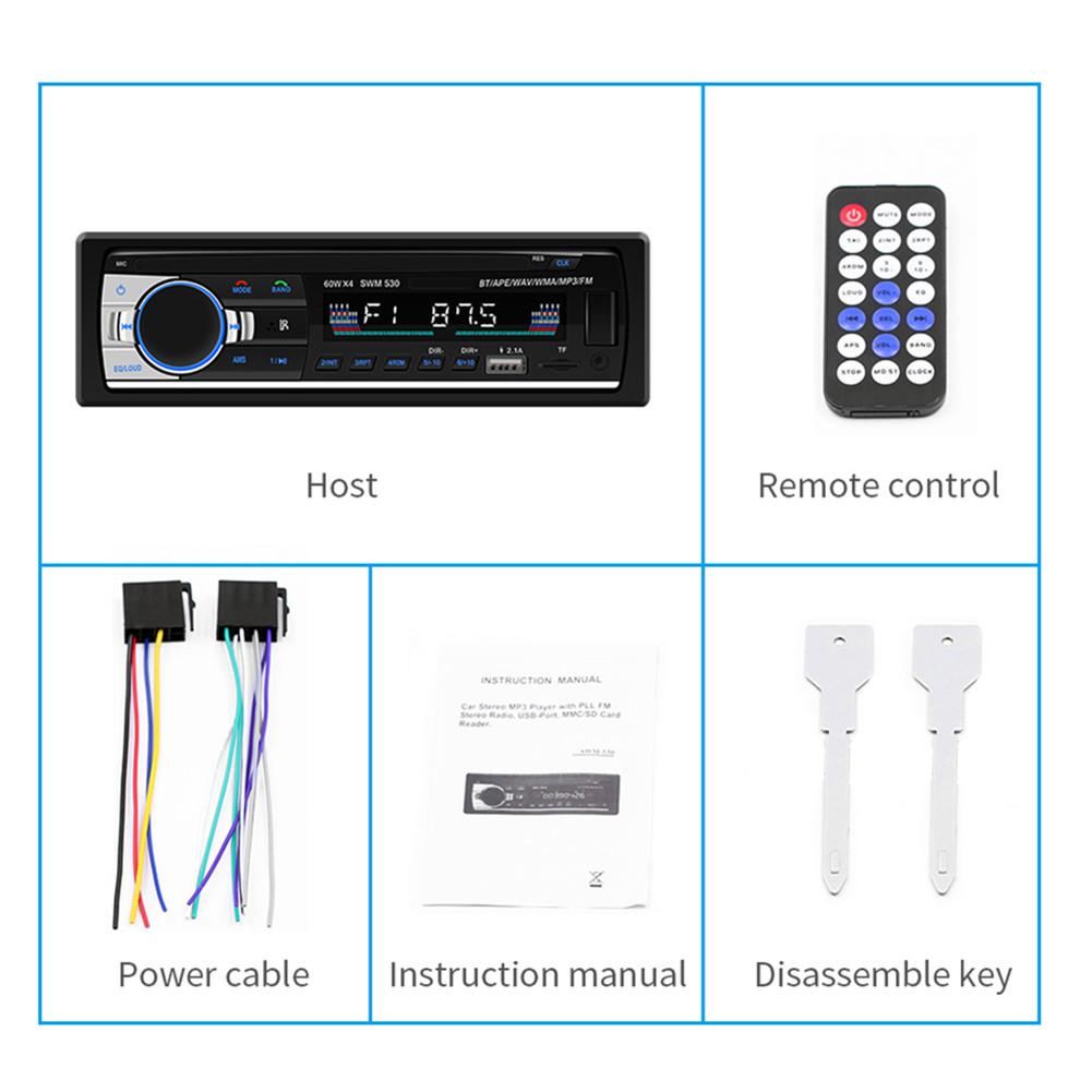 Autoradio multifonctions avec télécommande, lecteur MP3, Bluetooth, mains libres, chargement de voiture, carte MP3, RADIO, appel,