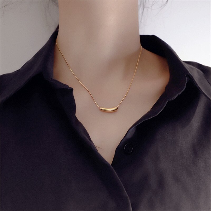 HUANZHI 2020 Nuovi Alla Moda del Metallo Geometrica Irregolare Melanzana girocollo Collana in Oro Argento di colore per Le Donne Delle Ragazze Del Partito Dei Monili: 1 oro