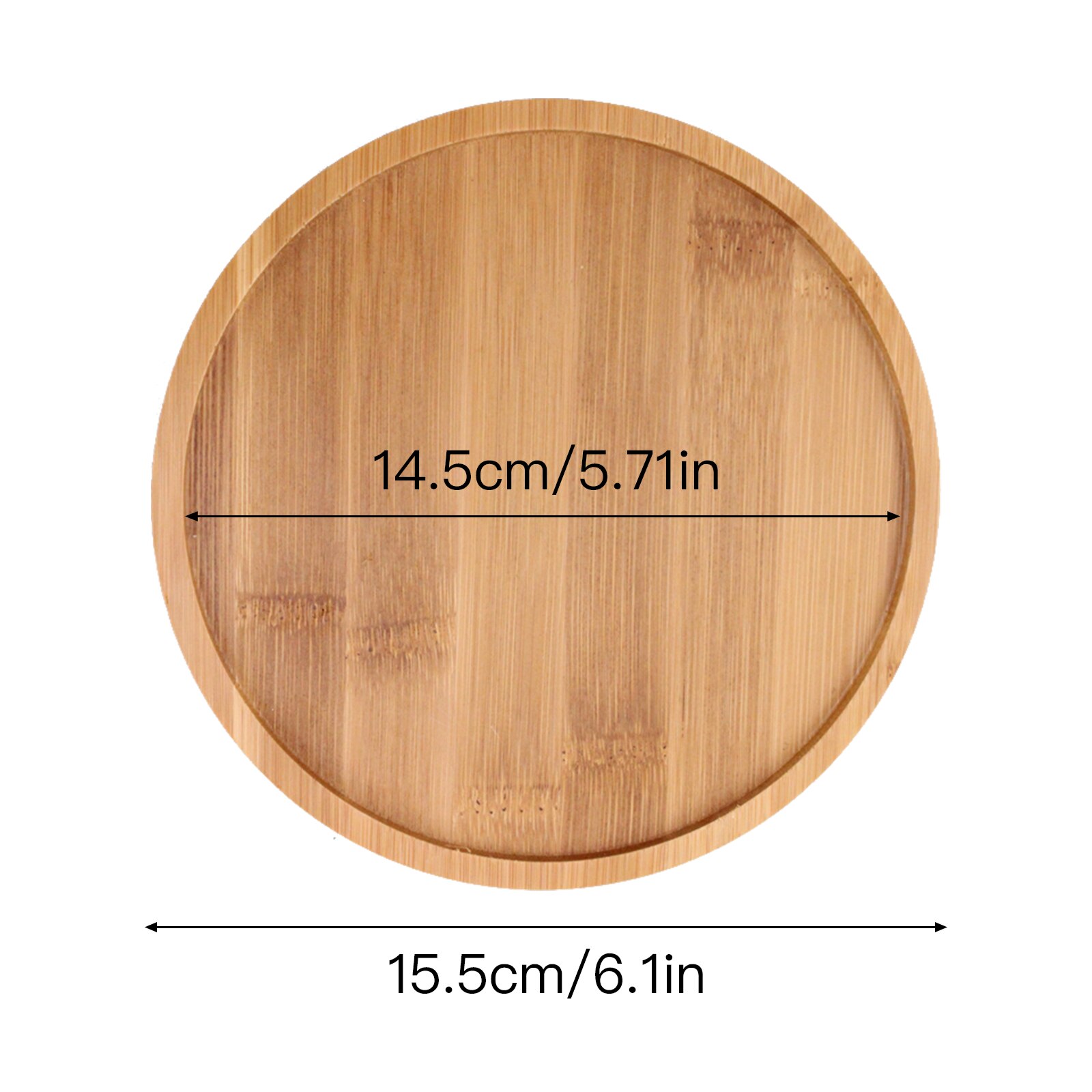 2Pcs Bambu Vierkante Bamboe Platen Bloem Stand Ronde Kommen Voor Vetplanten Potten Trays Base Stand Tuin Decor Plant Stand: 15.5x1.2cm 2pcs