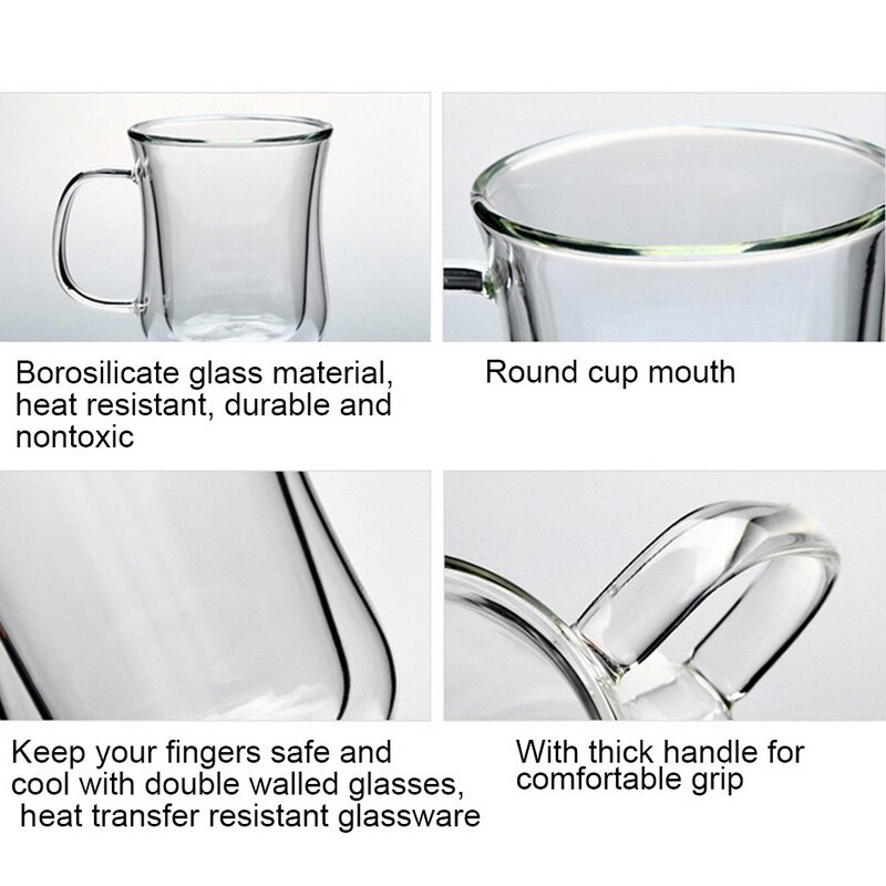 1pc dubbelwandige mok schattige beer dubbellaags glazen beker karton dier melk glas dame schattige kerst