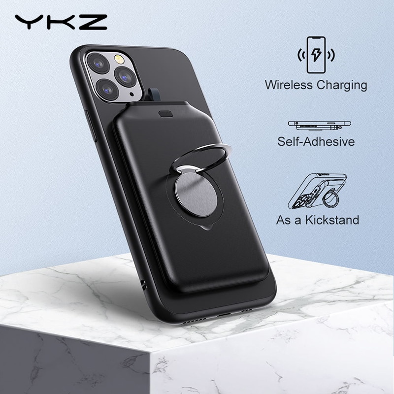 YKZ 4000mAh magnetisch kabellos Sicherung Energie Bank Für iPhone 12 Mini Profi Max Ständer Ring Dünne Tragbare Ladegerät Energie eingezahlt