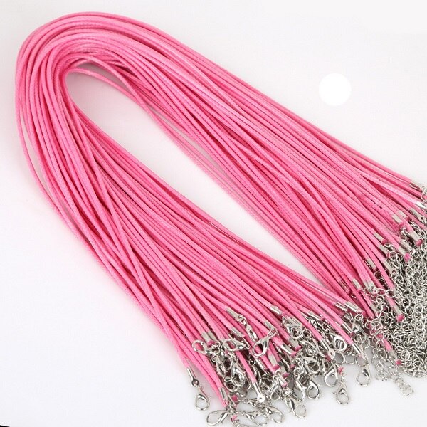 2mm 10 stks/partij Handgemaakte Verstelbare Gevlochten Touw voor Kettingen & Hanger Charms Bevindingen Karabijn String Koord DIY 45 cm + 5 cm: Pink