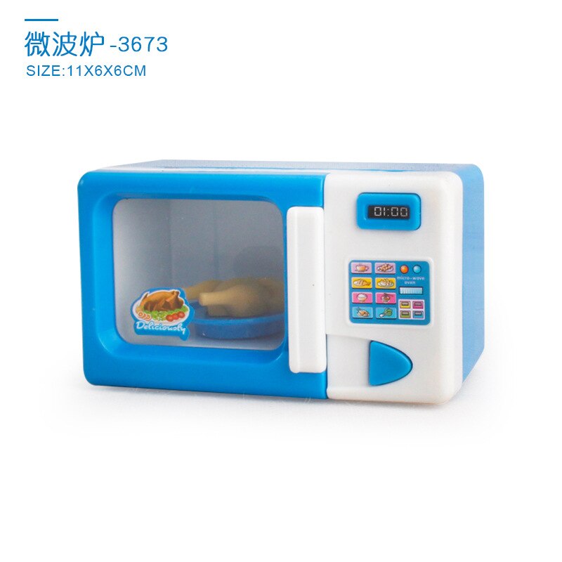 Speelhuis Speelgoed Magnetron Elektrische Licht Kinderen Model Apparaten Oven Keuken: Small Number Blue Microwave Oven 163g