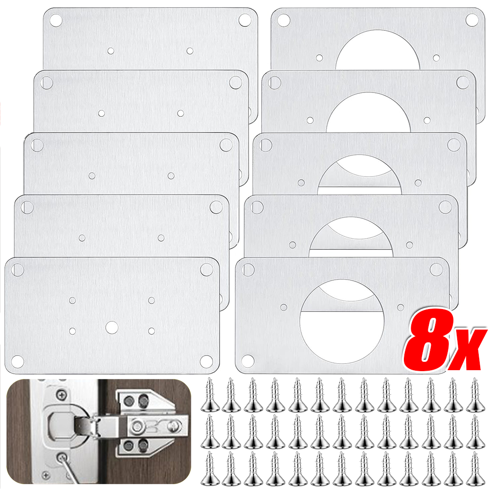 Roestvrijstalen scharnierbevestigingsplaten Kit Keukenkast Kastdeur Scharnier Montage Reparatieplaat Meubelbeslag Accessoires