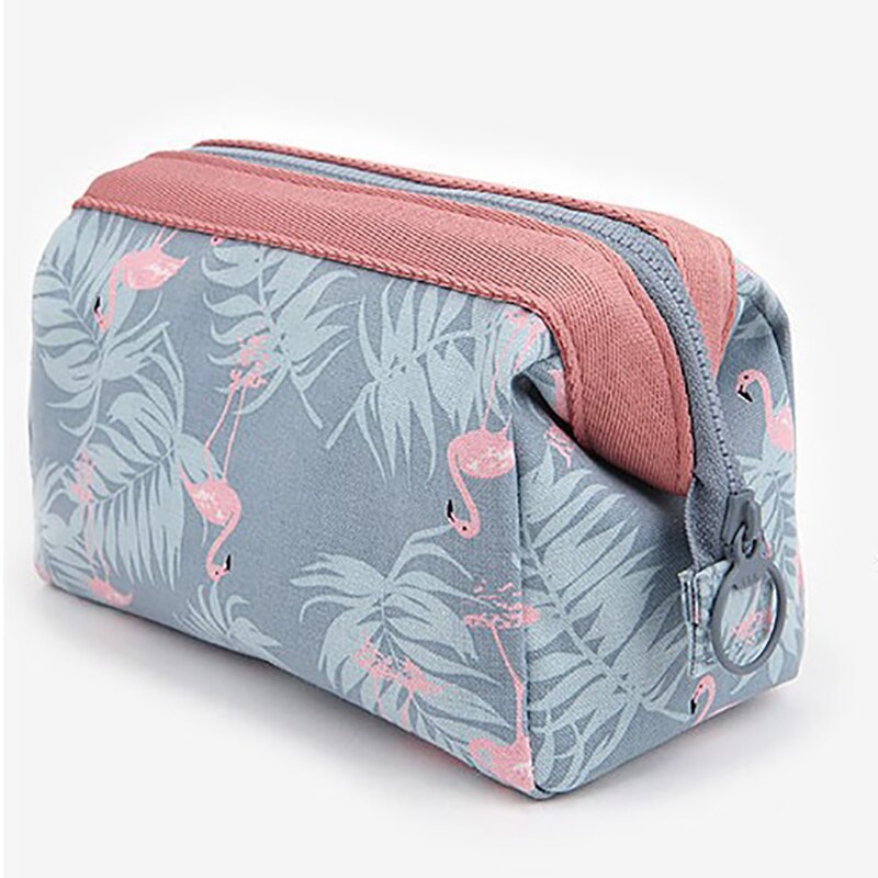 Dyr flamingo kosmetik taske rejse make up tasker til piger skønhed vaske arrangør toiletartikler pose opbevaring bærbar bad rejse kit: Lyseblå flamingo
