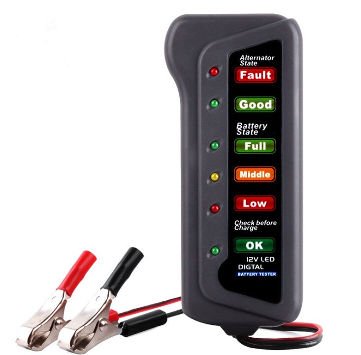 Digital Car Battery Tester Alternator Charge Starting State Check Test 6 LED Motorcycle 12 V Volt Auto Measure Analyzer Tool