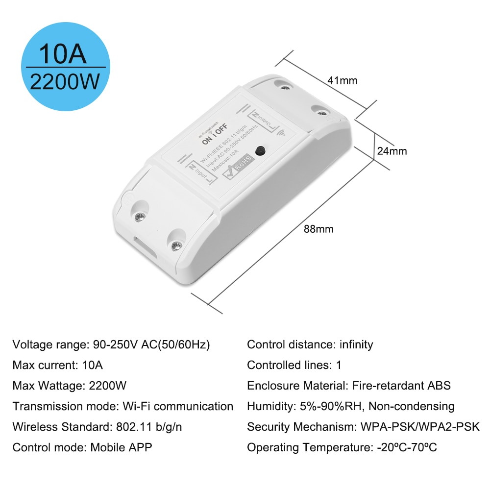 Interruptor inteligente Wifi para el hogar, dispositivo de Control remoto inalámbrico, módulo de automatización Universal para electrodomésticos, Tuya, 10A/2200W