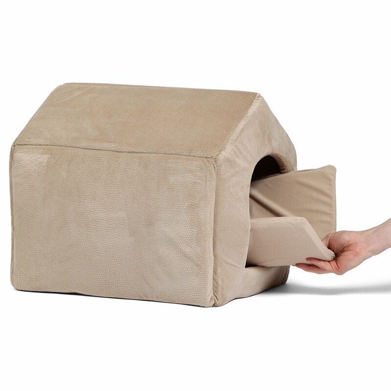 Pet Dog Cat Dome Bed Kitten Cave Cubby Cozy Baskets House Embossed Crate Warm Windproof Dog Puppy Kennel Cat Cushion Kitten Mat