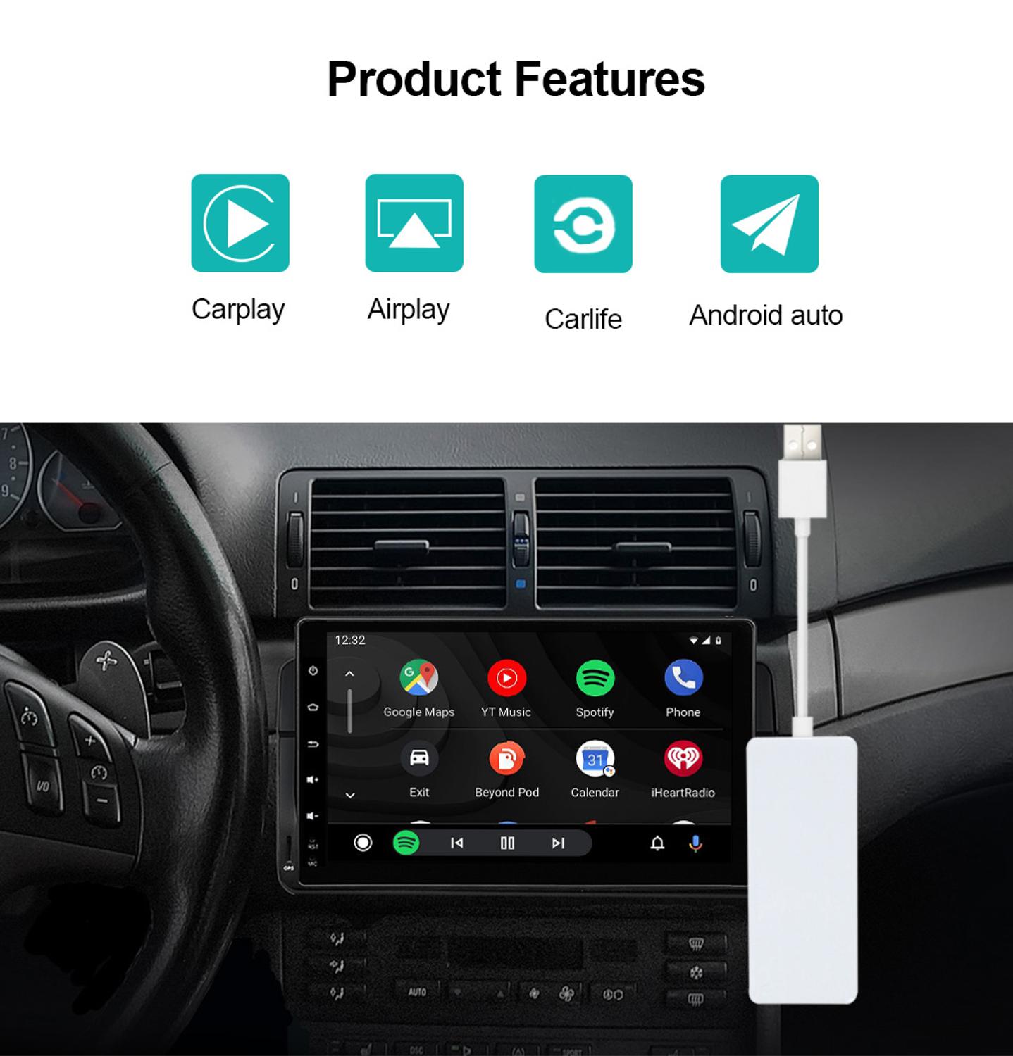 Carlinkit Carplay/Android Auto Carplay Dongle Voor Android Systeem Scherm Smart Link Ondersteuning Spiegel-Link Online Kaart Muziek carlink