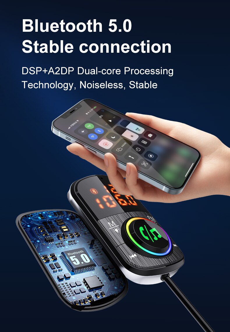 Bluetooth For Cars Handsfree Car Kit Wireless Bluetooth Carkit FM Transmitter Handsfree Aux Audio MP3 Player Bluetooths Adapter