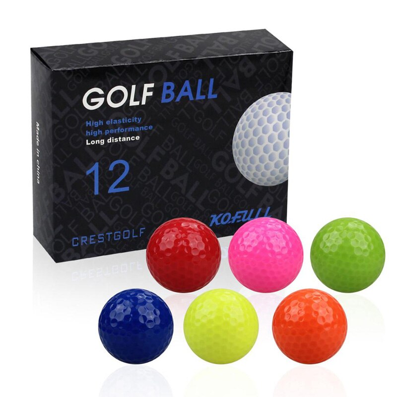 Crestgolf farvet øvelsesgolfbolde pakke  of 12 driving range golfbold golfspiller golftilbehør 6 farver til dit valg