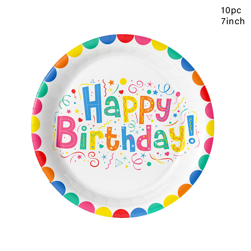 Vajilla desechable para de feliz cumpleaños, vasos de papel de colores arcoíris, platos, Decoración de mesa para niños, suministros para de primer cumpleaños para niñas: Color zafiro profundo