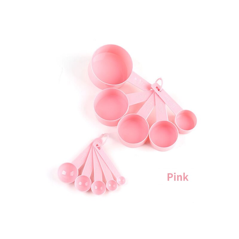 Meer Kleur 10 Stks/set Maatlepels Kleurrijke Plastic Maatregel Lepel/Cup Keuken Super Nuttig Suiker Taart Bakken Gereedschap Lepel-S: pink