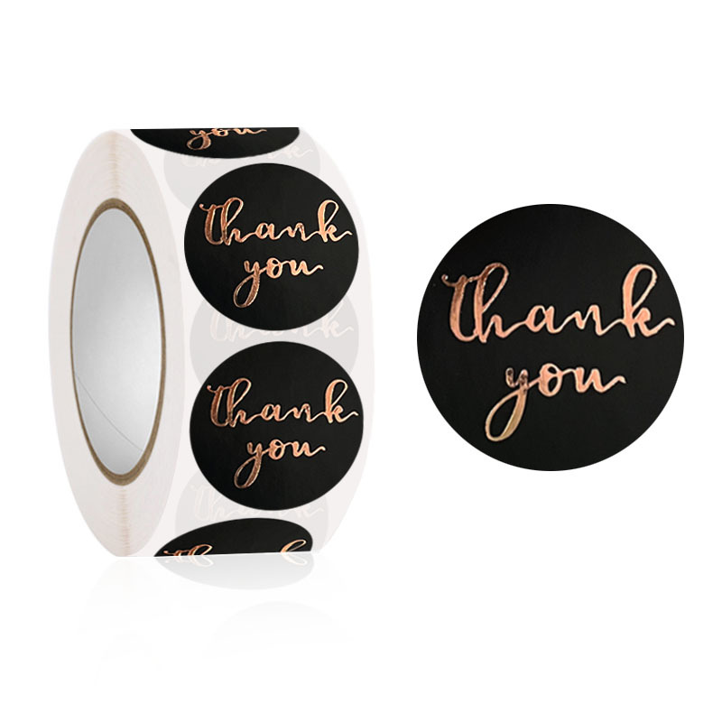 100-500Pcs 1inch Thank You Stickers Aesthetic Black Gold Foil Sticker Roll for Envelope Wedding Bake Stationery Seal Lable 2.5cm: Blue