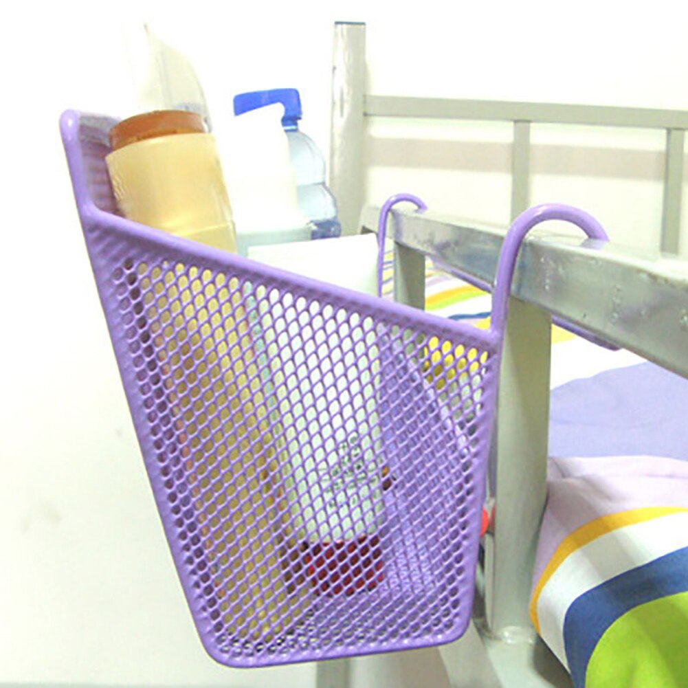 Metal Mesh Dorm Bedside Hanging Basket Wire Bookcase Shelf Rack Bunk Organizer