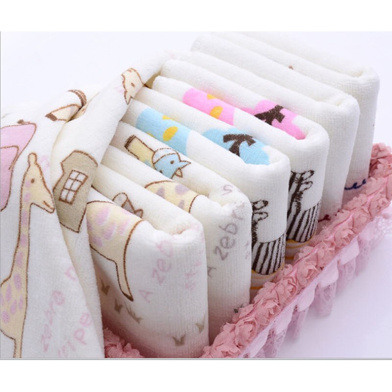 Cotton Baby Towel Washcloth Baby Feeding Baby Face Towels Washers Hand Cute Cartoon Wipe Wash Cloth Super Soft Water Absorption