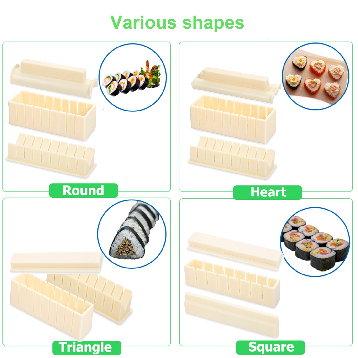 Kit de equipo para hacer Sushi, espátula, tenedor, Bola de arroz japonesa, rollo de pastel, molde para hacer Sushi, 3/10 Uds.