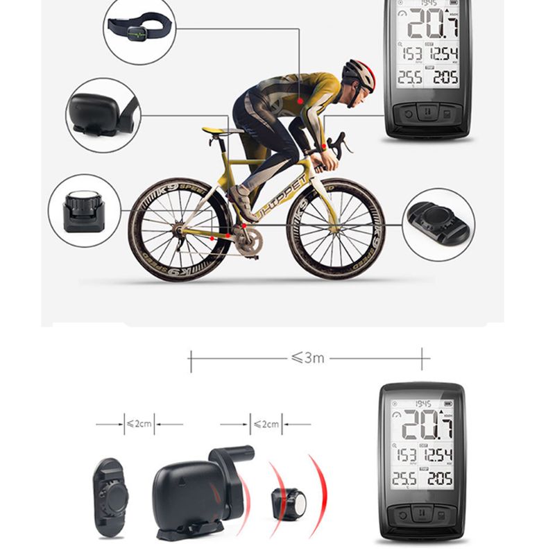 Wireless Bluetooth Speedometer Speed/Cadence Sensor Waterproof Cycling Bike Computer