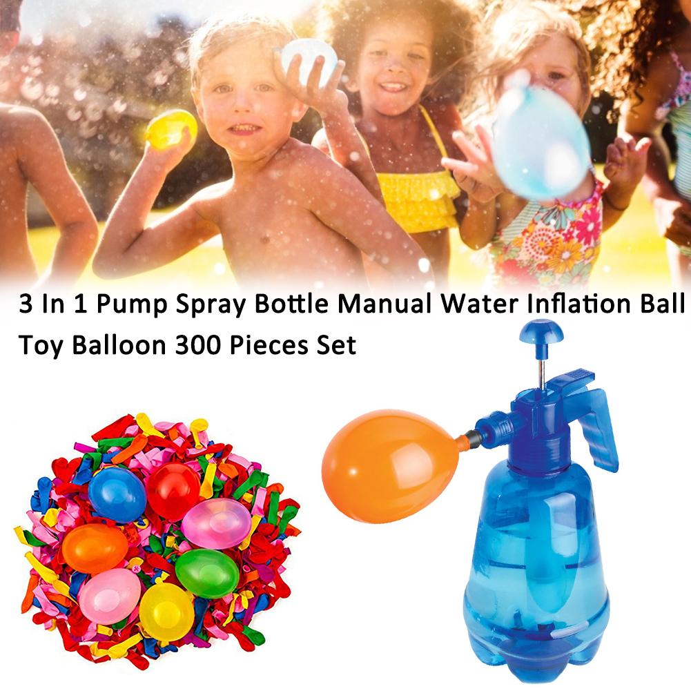 300 Stuks Set Blauwe kinderen Innovatieve Water Ballon Draagbare Vullen Station Spray Fles Handleiding Water Inflatie Bal Speelgoed