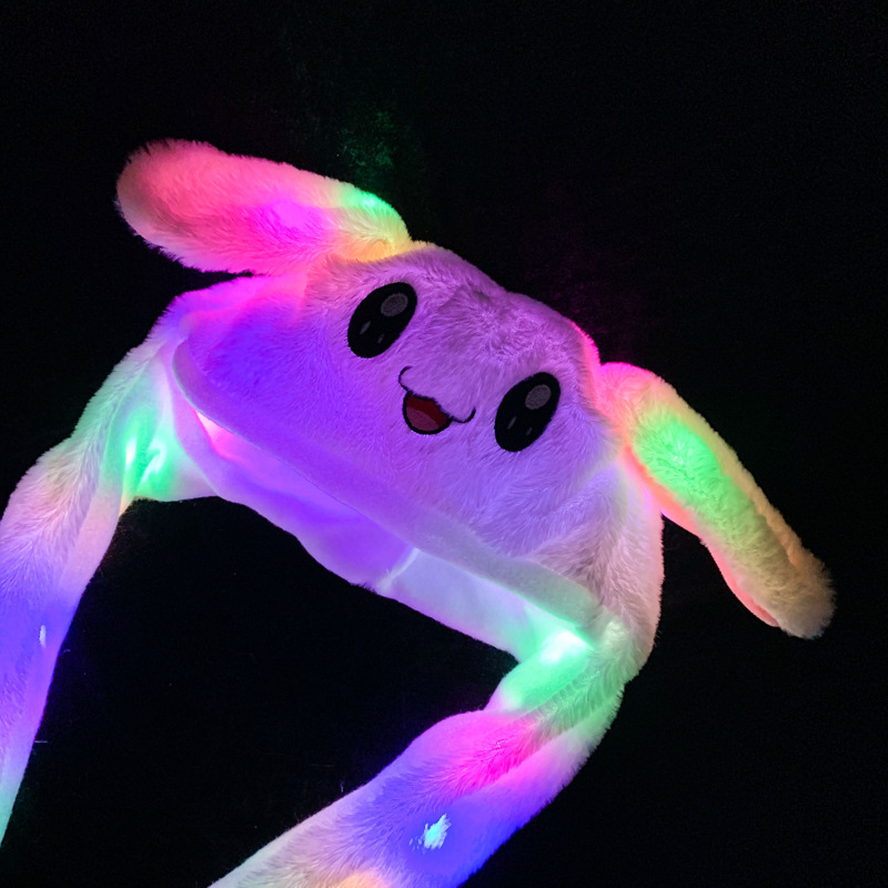Chapeau de lapin de dessin animé japonais, oreille en peluche brillante, chapeau de saut mobile, oreilles rampantes lors de la pattes, chapeaux de Cosplay d'animaux mignons