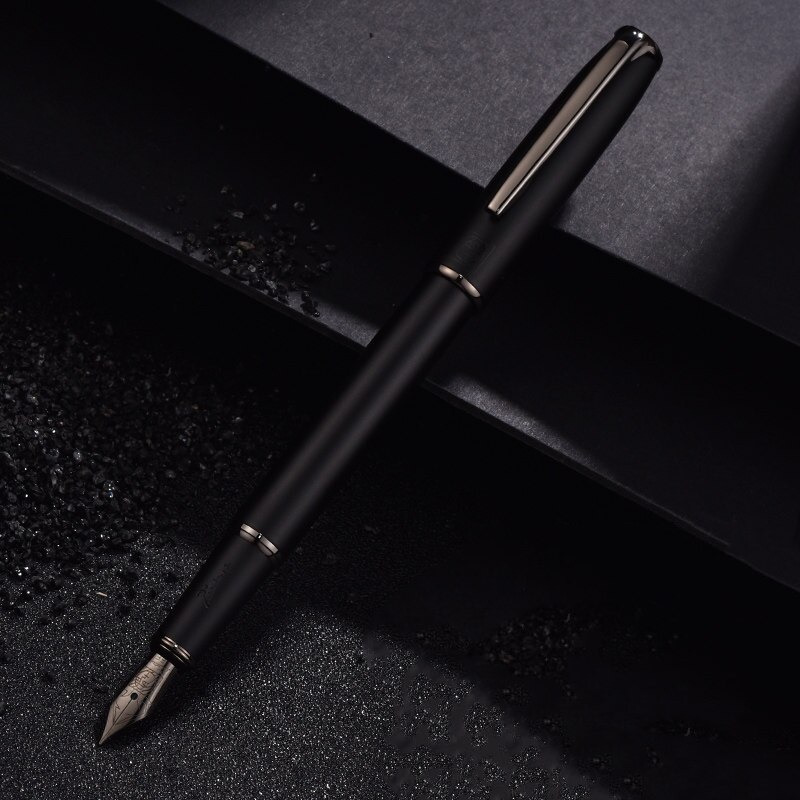 Picasso Pimio Black Metal Fountain Pen Titanium Black EF/M/Bent Nib 0.38/0.6/1.0mm Matte Barrel Box Option Business Pen Set