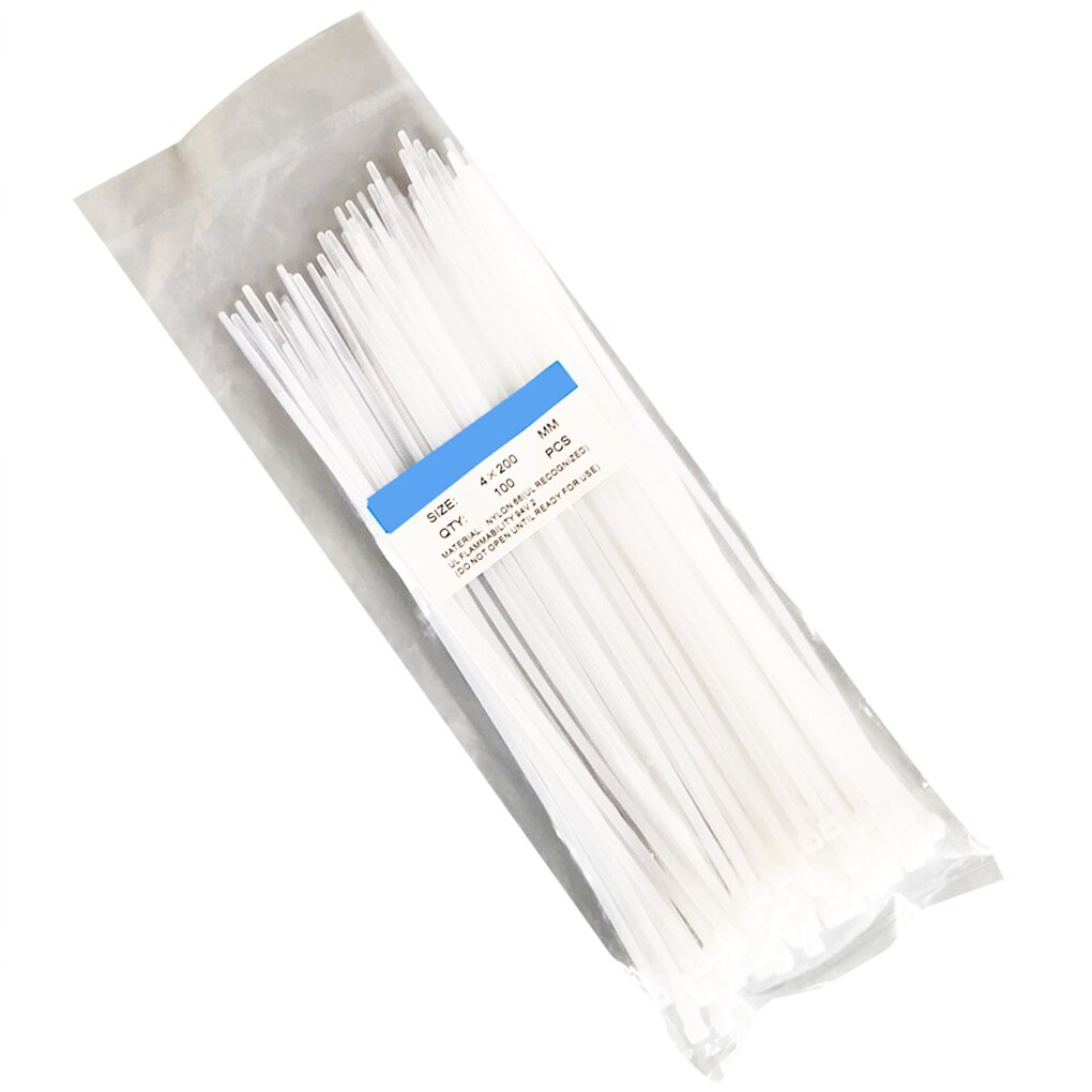 100 stk. 200mm selvlåsende nylon kabelbindere plast lynlås wire bindende wrap stropper værktøj 8 farver: No8