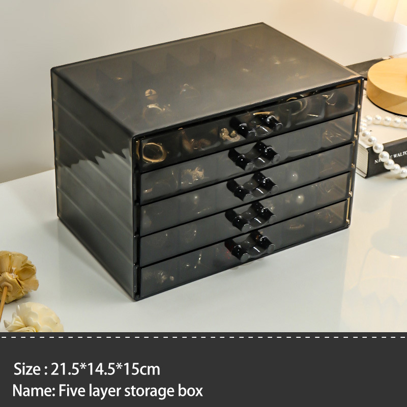 Caja organizadora de plástico transparente multifuncional con rejillas, contenedor, caja de almacenamiento para decoración de uñas, organizador de cuentas, joyería DIY para manicura: Negro