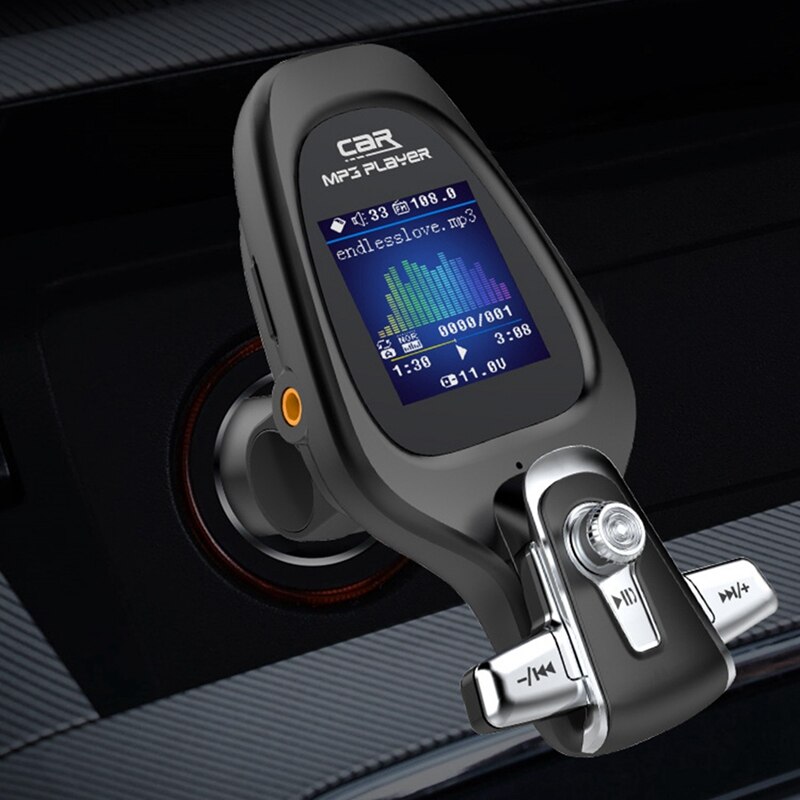 BT28 Color Screen QC 3.0 Fast Charge Multi-Function Card Car Bluetooth FM Transmitter Car Mp3 Player Adapter Charger